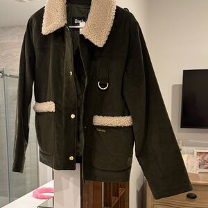 Barbour Olive Green Sherpa-Trim Field Jacket